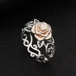 925 SILVER BAND WITH ROSE GOLD RING-Its Beautiful and Truly Unique!Size 8+9